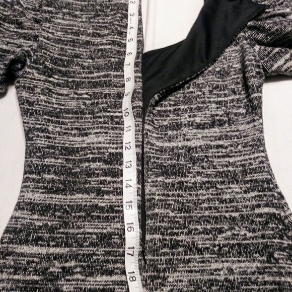 Forever 21 Shirred Sleeve Bodycon Sweater Dress Black Beige Small - Picture 7 of 10